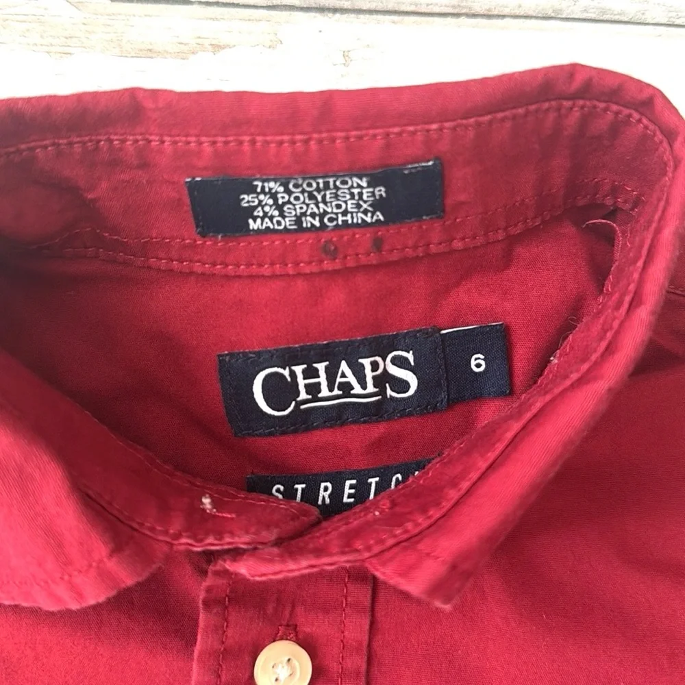 Chaos Size 6 Boys Maroon Red Button Ip Long Sleeve Dress Shirt Kids Formal